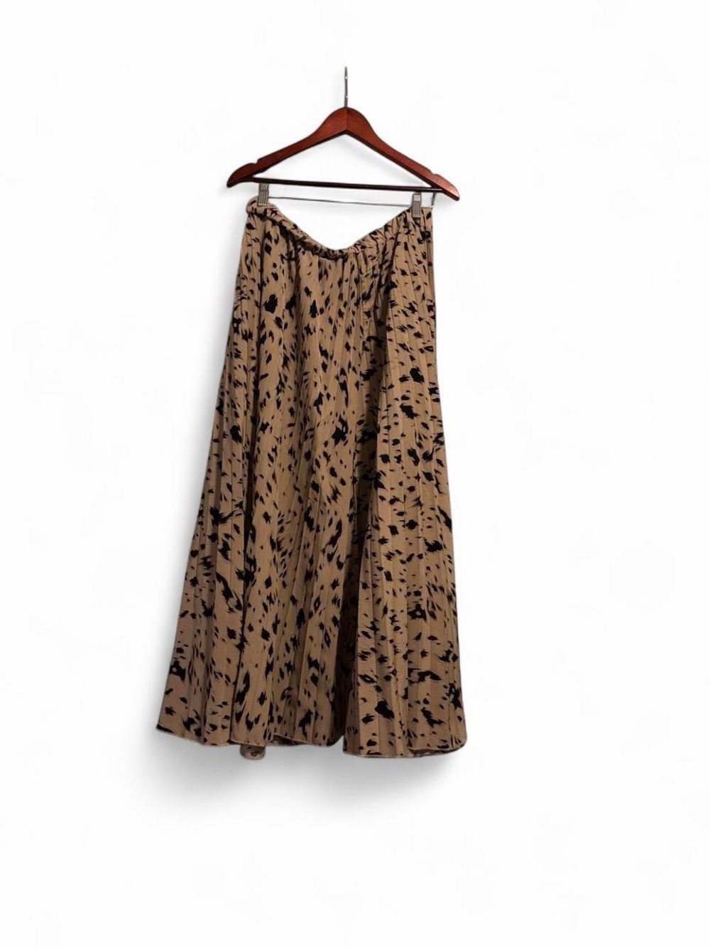 Tan and Black Printed A-Line Maxi Skirt size M